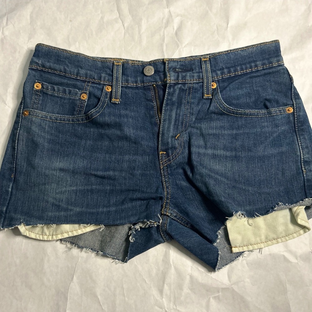 Levi's 511 Denim Shorts Womens W29 Blue Jean Cut Off Frayed‎ Hem